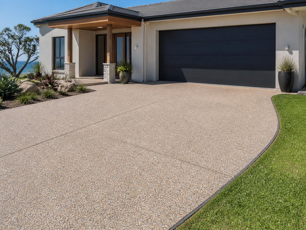 Finished concrete driveway